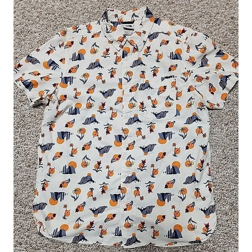 The North Face Button Up Shirt Floral Sun Mount Print Short Sleeve Mens XL India